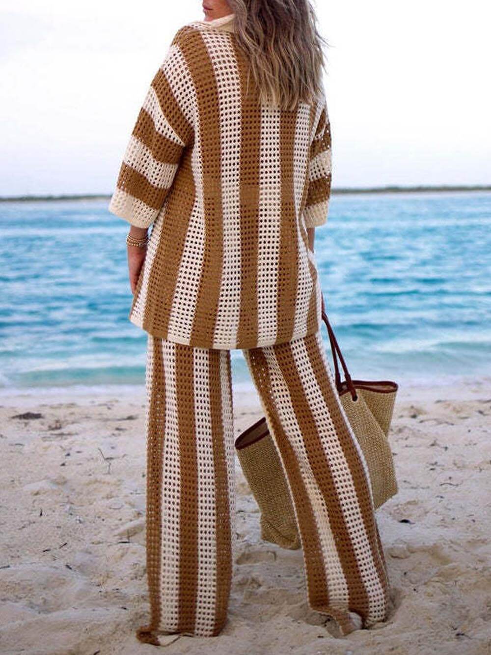 Hollow Out Striped Set